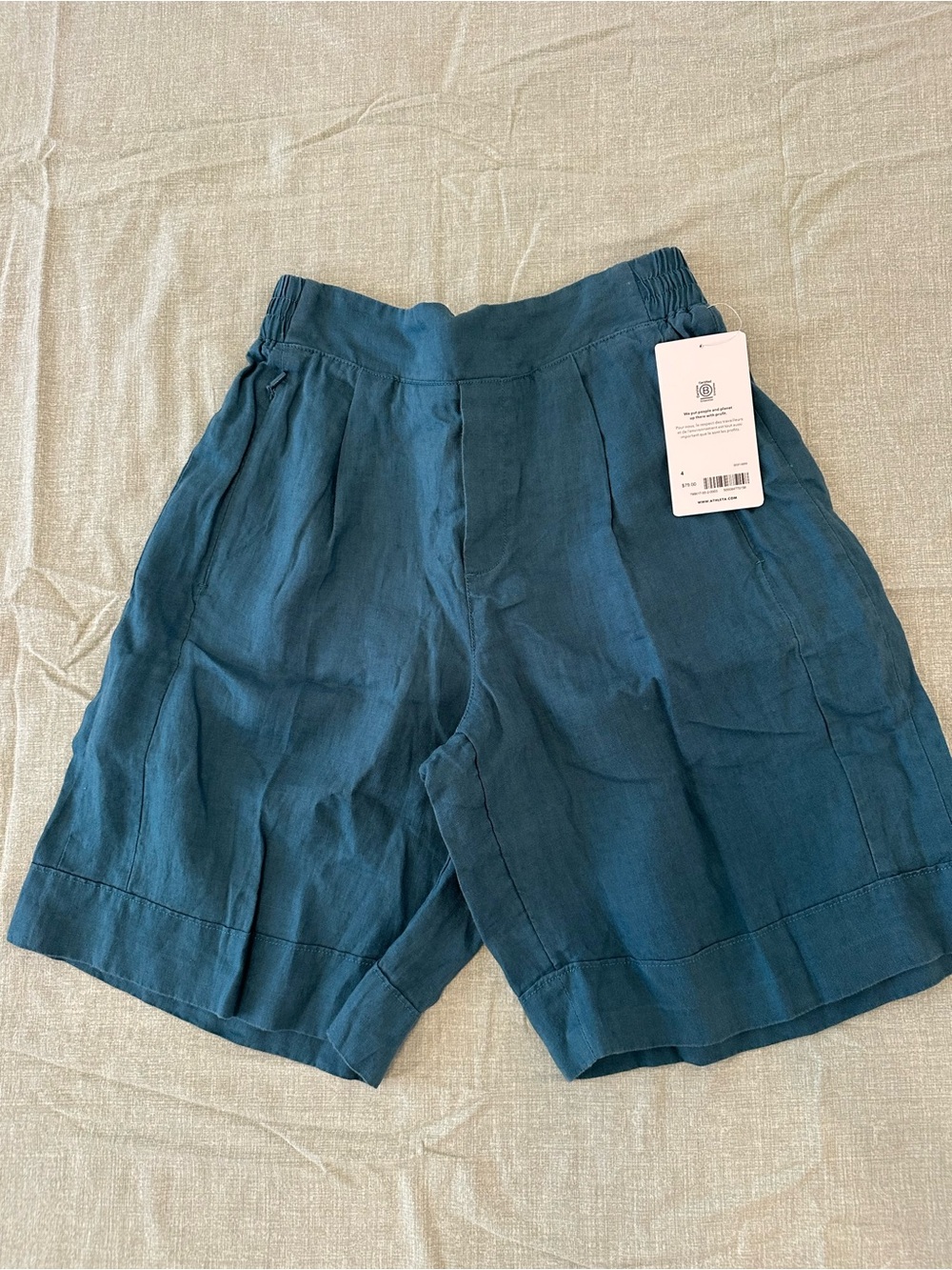 Athleta Teal Linen Flat-Front women’s Shorts